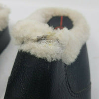 Rockport Shearling Lined Black Leather Slides Mules Shoes Womens 9.5 APW21121