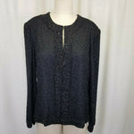 Laurence Kazar Heavily Beaded Black Silk Blazer Jacket Womens PL USA Formal