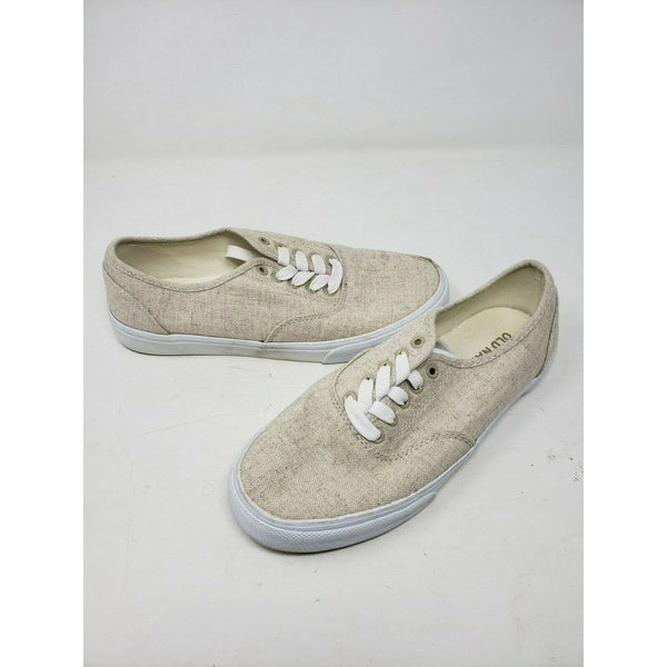 Old Navy Linen Lo Tops Lace Up Shoes Sneakers Mens 8 Natural Beige Canvas Tan