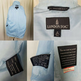 London Fog All Weather Suede Jacket Coat Womens M Powder Blue Faux Vegan Vintage