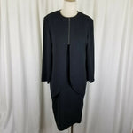 Caron Petite Black Chiffon Built in Jeweled Jacket Coat Dress Womens 8 Career