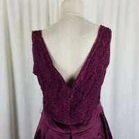 The Limited Lace Satin Plunge VBack Fit & Flare Cocktail Purple Dress Womens 10