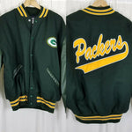 Vintage DeLong Green Bay Packers Letterman Sports Jacket Wool Leather Mens XL