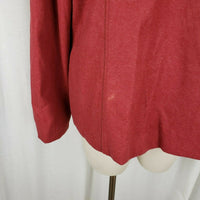 Winter Silks Open Front Collarless Sweater Jacket Womens XL Rust Asian Mock Neck