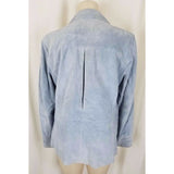 Liz Claiborne Blue Suede Leather Full Button Up Blazer Style Jacket Womens L