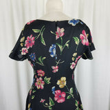 Rena Rowan for Saville Floral Maxi Fit & Flare Twirl Dress Womens 4 80s Vintage