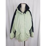 LL Bean Winter Jacket Nylon Parka Full Zip Up Anorak Womens L Ski Snow Green