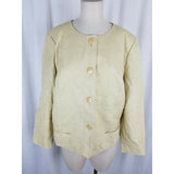 Talbots Woman Italian Fabric Collarless Button Up Jacket Womens 14W Plus Blazer