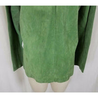 JM Collection Green LEATHER Suede Full Button Up SHIRT JACKET Womens M Celery