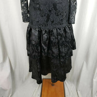 Vintage Scott McClintock Avant Garde Black Lace Formal Prom Dress Womens 8 Bow