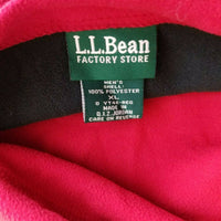 LL Bean Reversible Full Zip Up Fleece Sweater Jacket Mens L Red Exposed Stitches