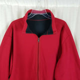 LL Bean Reversible Full Zip Up Fleece Sweater Jacket Mens L Red Exposed Stitches