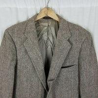 Vintage HARRIS Tweed Blazer Brown Herringbone Wool Sport Coat Jacket Mens 42R