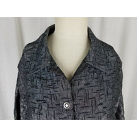 R.E.D. Wear Textured Crosshatch Full Button Up Jacket Womens S Slate Gray Red