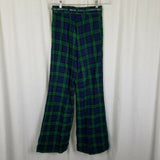 Vintage Montgomery Wards Vegan Wool Plaid Slacks Pants Womens 11 12 Bell Bottoms