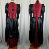 Red Floral Lace Corset Steampunk Ball Gown Dress Womens OS Medieval Gothic Black