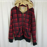 Kirra Buffalo Plaid Berber Fleece Lined Full Zip Up Hoodie Sweater Jacket Mens L