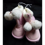 Ruby Pink Faux Shearling Knit Toddler Girls Baby Booties Boots Shoes Pom Poms 2