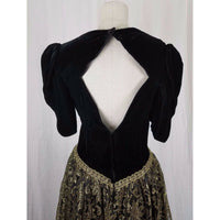 Jessica McClintock Bridal Velvet Keyhole Gold Lace Formal Dress Womens 12 USA