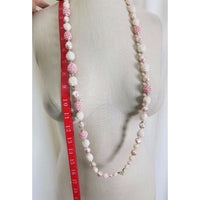 Strand Large Crochet Pink Beads Faux Pearl BEADED NECKLACE Vintage Contemporary