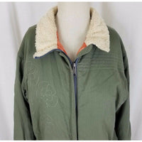 Mountain Hardwear Embroidered Floral Canvas Shearling Fleece Collar Womens sz M