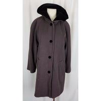 Forecaster of Boston Black Velvet Hooded Winter 100% Wool Peacoat Coat Womens 8
