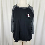 Calvin Klein Jeans Jersey Knit 3/4 Sleeve Baseball T-shirt Top Womens L Stretch