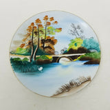 J. Okumura Decorative Plate Entirely Handpainted Landscape Print Vintage 10.5 in