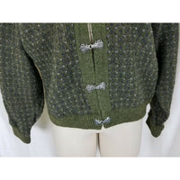 LL Bean Wool Nordic Aspen Knit Sweater Jacket Birdseye Pewter Clasps Womens sz M