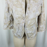 Coldwater Creek Woven Textured Embroidered Tapestry Jacket Womens 12 3/4 Sleeve