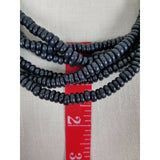 Multistring 6 Strand Black Faux Puka Bead Look BEADED NECKLACE Contemporary