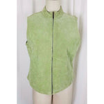 Catherine Stewart Quilted Lime Green Washable Suede Leather Zip Up Vest Womens L