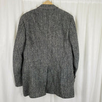 Vintage HARRIS Tweed Blazer Black Herringbone Wool Sport Coat Jacket Mens 42 44