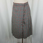 John Meyer Wool Checked Plaid Pleated Pinned Wrap Kilt Skirt Womens 10 Vintage