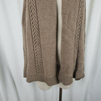 BCBG Maxazria Lambswool Cable Knit Open Front Wrap Shawl Swing Sweater Womens XS