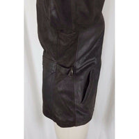 Oakwood Classic Brown Leather Full Zip Up Half Belted Insulated Jacket Womens S