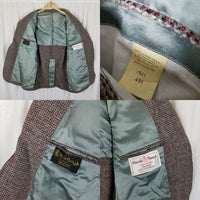 Vintage HARRIS Tweed Bartleigh Blazer Brown Check Wool Sport Coat Jacket Mens 43