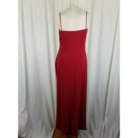 Tahari Petites Red Maxi Fitted Slinky Sexy Beaded Dress Womens 12P 80s Vintage