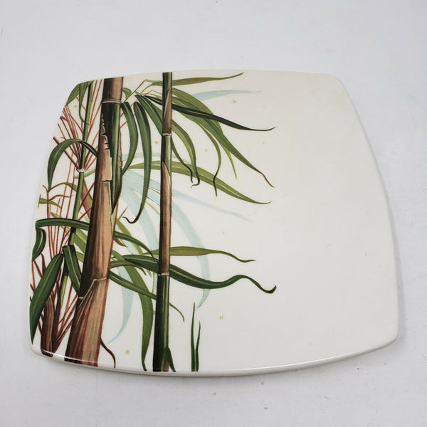 Italian Ceramics Company Laguna 11" Hand Painted Square Bamboo Plate Dinner