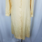 Vintage Casi Yellow Silk Full Button Up Shirt Dress Jumper Womens 6 Long Sleeve