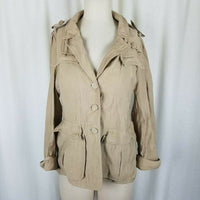 Yoana Baraschi Safari Field Military Style Jacket Blazer Womens sz 6 Tan Khaki