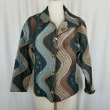 Winding River Reversible Woven Tapestry Jacket Blazer Womens S M Wavy Stripes