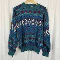 Vintage Le Tigre Diamond Mohair Look Geometric Knit Sweater Mens L 80s 90s