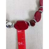 Red Ruby Colored Glass Beads BEADED NECKLACE Contemporary Statement Piece Bib
