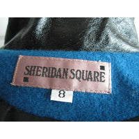 Sheridan Square Vegan Leather Knit Wool Short Coat Peacoat Womens 8 Bright Blue