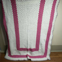 Vintage Crochet Rectangle Borders Afghan Grandma Blanket Handmade 50x78 Twin