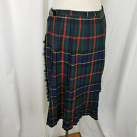 VINTAGE Cairds Mosbrook Wool Tartan Plaid Pinned Wrap Kilt Skirt Womens L Buckle