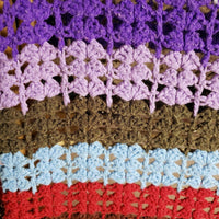 Vintage Crochet Striped Rainbow Afghan Grandma Blanket Handmade 50x78 Twin Full