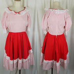 Square Dance Dress Jeri Bee Red Lace Ruffle Diamond Rockabilly Vintage Womens M