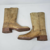 Sears Cowboy Boots Blonde Leather Men's 5.5 Tall Pull On Loops 64867 Western Tan